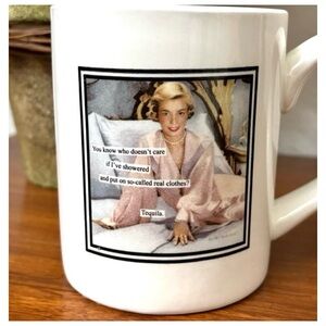 RETRO 50s TEQUILA HUMOR MUG SARCASTIC NOVELTY VINTAGE HOUSEWIFE TYPEWRITER FONT